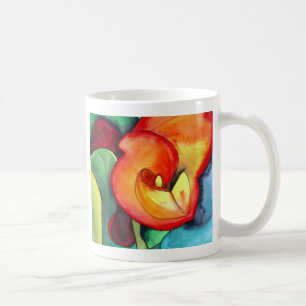 Mug Orange Canna lily flower original watercolor art
