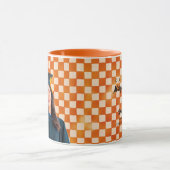 Mug Orange Checkered Personalized Portrait Graduation (Centre)