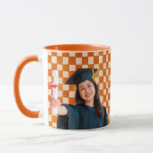 Mug Orange Checkered Personalized Portrait Graduation (Gauche)
