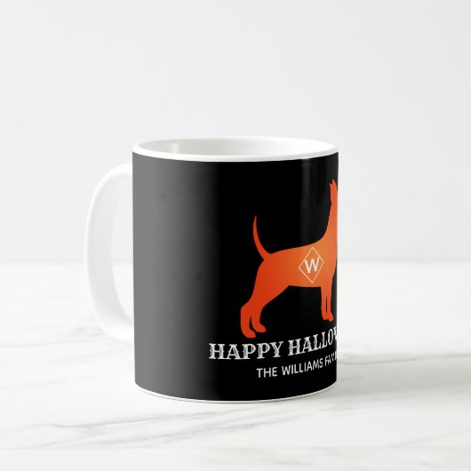 Mug Orange Chihuahua Happy Halloween Nom de famille (Devant gauche)