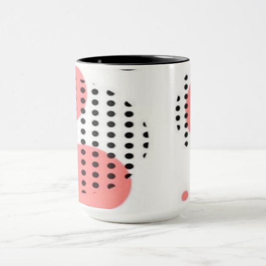 Mug Orange Circles with Black Polka Dots pattern (Centre)