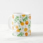 Mug Orange Citrus été Floral Motif botanique (Devant gauche)