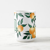 Mug Orange Citrus Watercolor Monogram Name (Centre)