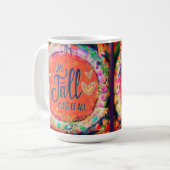 Mug Orange Coeurs Floraux J'Aime Chute Inspiritisme (Devant gauche)
