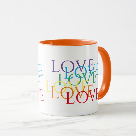 Mug Orange Combo LOVE ARC-EN-CIEL (Devant droit)