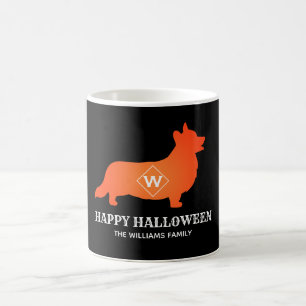 Mug Orange Corgi Happy Halloween Nom de famille