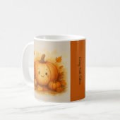 Mug orange Cosy Fall vibes Citrouille Feuilles (Devant gauche)