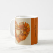 Mug orange Cosy Fall vibes cocoa Citrouille Feuilles (Devant gauche)
