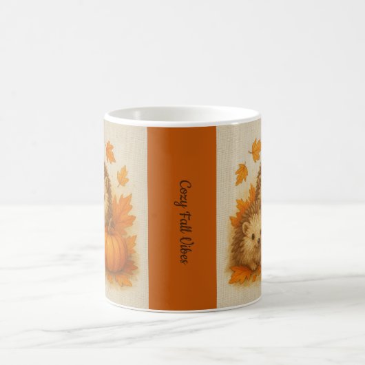 Mug orange Cosy Fall vibes hérisson Citrouille Feuille (Centre)