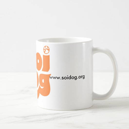 Mug Orange de logo de base de chien de Soi (Droite)