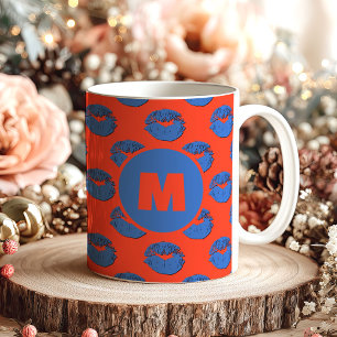 Mug Orange et Bleu XOXO Lèvres qui s'embrassent Person