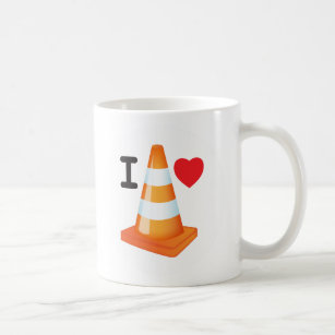 Mug Orange et White Stripe Traffic Coeur amoureux