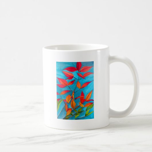 Mug Orange feuille Automne art original aquarelle (Droite)