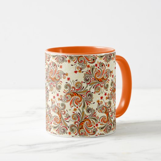 Mug Orange floral (Devant droit)