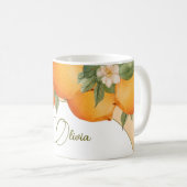Mug Orange Floral Citrus Moderne Entreprise Personnell (Devant droit)
