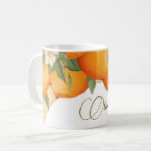 Mug Orange Floral Citrus Moderne Entreprise Personnell (Devant gauche)