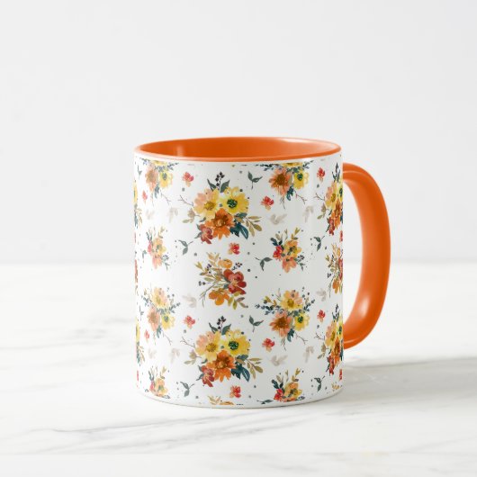 Mug Orange Floral Fall (Devant droit)