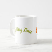 Mug Orange gerbera temps de printemps photo avec texte (Devant gauche)