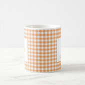 Mug Orange Gingham à Carreaux Monogramme Nom (Centre)