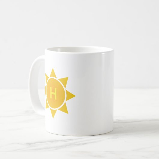 Mug Orange Gradient Sun with Single Letter Monogram (Devant gauche)