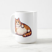 Mug Orange gros chat mème pixel art (Devant gauche)
