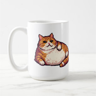 Mug Orange gros chat mème pixel art