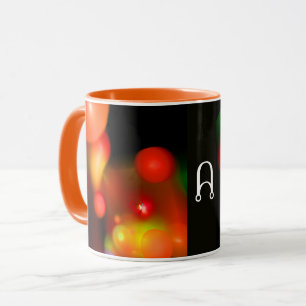 MUG ORANGE JAUNE BLACK FRACTAL BUBBLES MONOGRAM