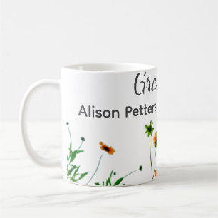 Mug Orange jaune fleur sauvage moderne graduatie rusti