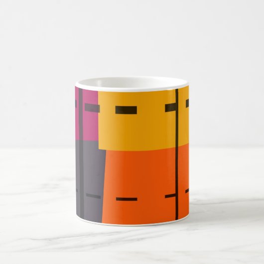 Mug Orange Jaune, Gris, Art Abstrait Rose (Centre)