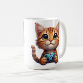 Mug Orange Kitten Holding Game Controller Gamer Cat (Devant droit)