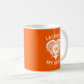 Mug Orange Lacrosse Mon Cœur (Devant droit)