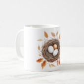 Mug Orange Leaves Bird Nest with Eggs (Devant gauche)