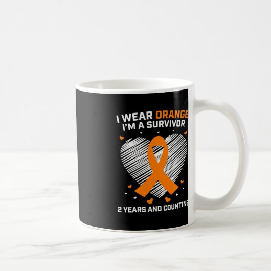 Mug Orange Leukemia Survivante Cadeaux 2 ans Cancer Gr (Droite)