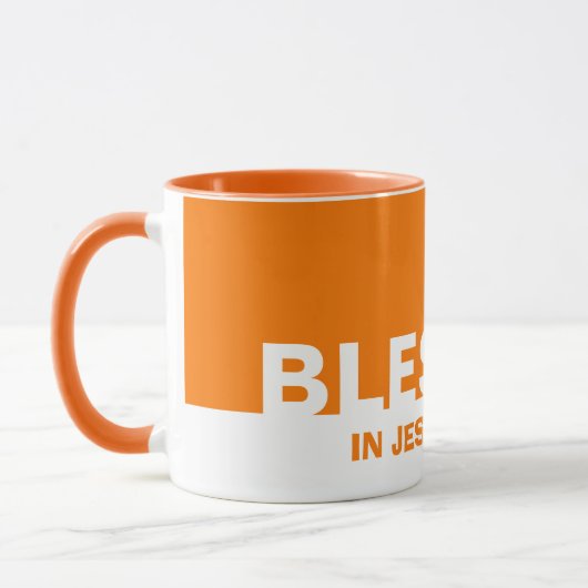 Mug Orange Moderne BÉNÉFICIÉ Dans Le Nom De Jésus Chri (Gauche)