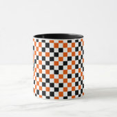 Mug Orange Noir et Blanc à Damier (Centre)