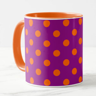 Mug Orange On Purple Pois Design Motif