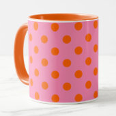 Mug Orange On Rose Pois Design Motif