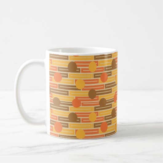 Mug Orange, Or, Rectangles Brown et cercles (Gauche)