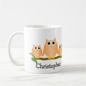 Mug Orange Owls Design Personalised (Gauche)