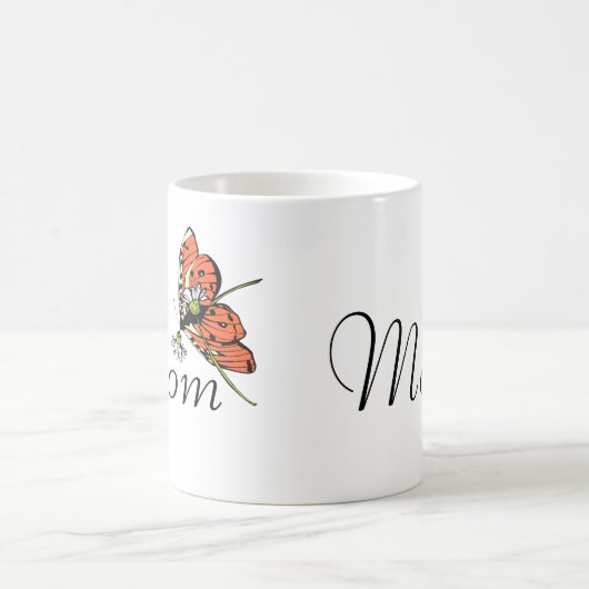 Mug Orange Papillon Laitier maman (Centre)