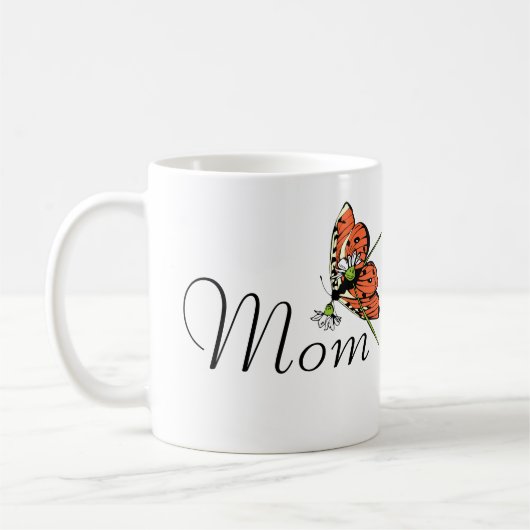 Mug Orange Papillon Laitier maman (Gauche)