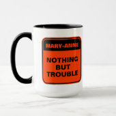 Mug Orange prudence signe de route rien que des ennuis (Gauche)