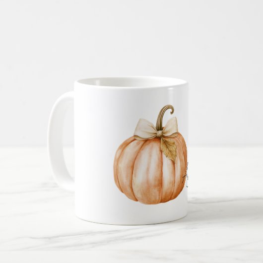 Mug Orange Pumpkin Cream Bow Leaf (Devant gauche)