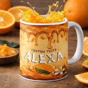 Mug Orange Rétro Dégoulinant de Fruit Art Nom Personna