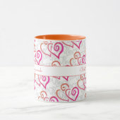 Mug Orange Rose Lié Coeur Artwork Personnalisé (Centre)