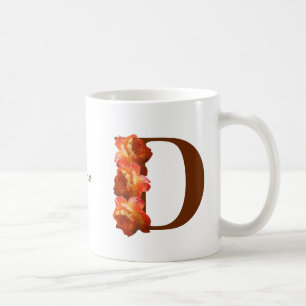 Mug Orange Rose Monogramme Initial D Votre Nom