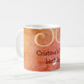 Mug Orange rouge 50 anniversaire ajouter nom date p (Devant gauche)