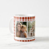 Mug Orange-Rouge En vichy 3 Photo (Devant gauche)