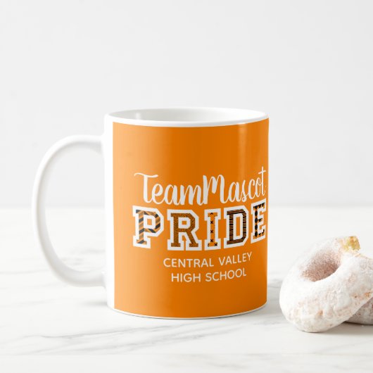 Mug Orange School Pride Mascotte Nom de la pâte à café (Avec donut)