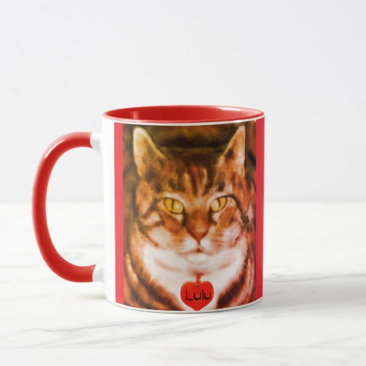 Mug Orange striped Cat Red Trim (Gauche)